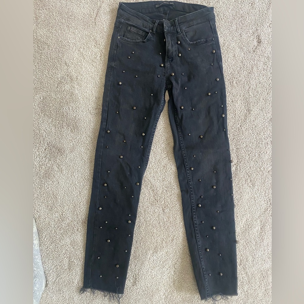 Zara Black Studded Women's Jeans